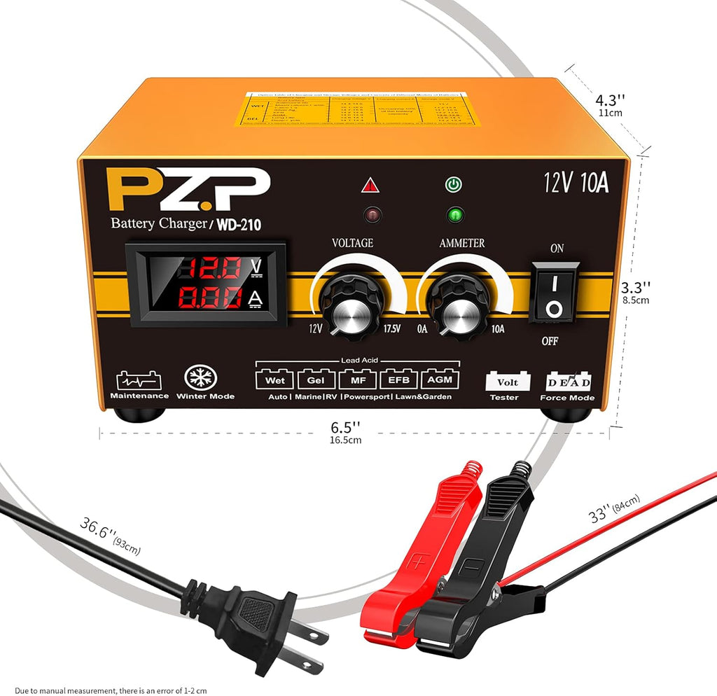 12 Volt 10A Smart Battery Charger with Adjustable Current and Voltage M761653