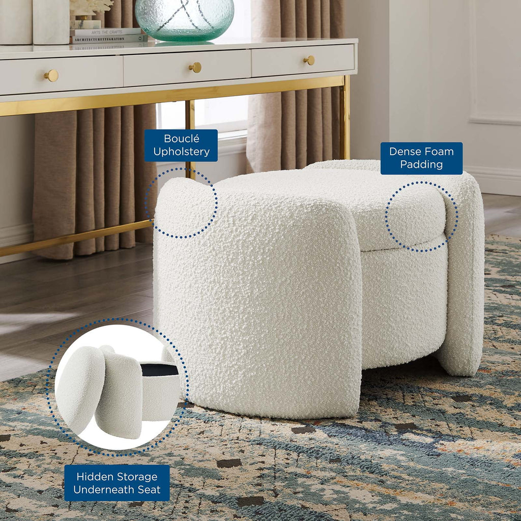 Ivory White Fabric Ottoman Accent Chair O66888