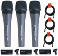 3x Dynamic Cardioid Handheld Stage Microphone with Clip with 3x 15ft XLR Microphone Cable K1261