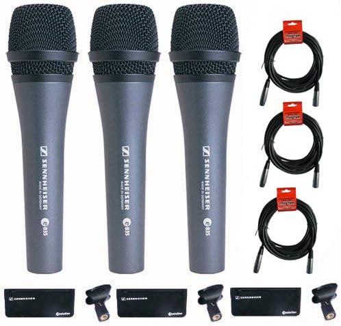 3x Dynamic Cardioid Handheld Stage Microphone with Clip with 3x 15ft XLR Microphone Cable K1261