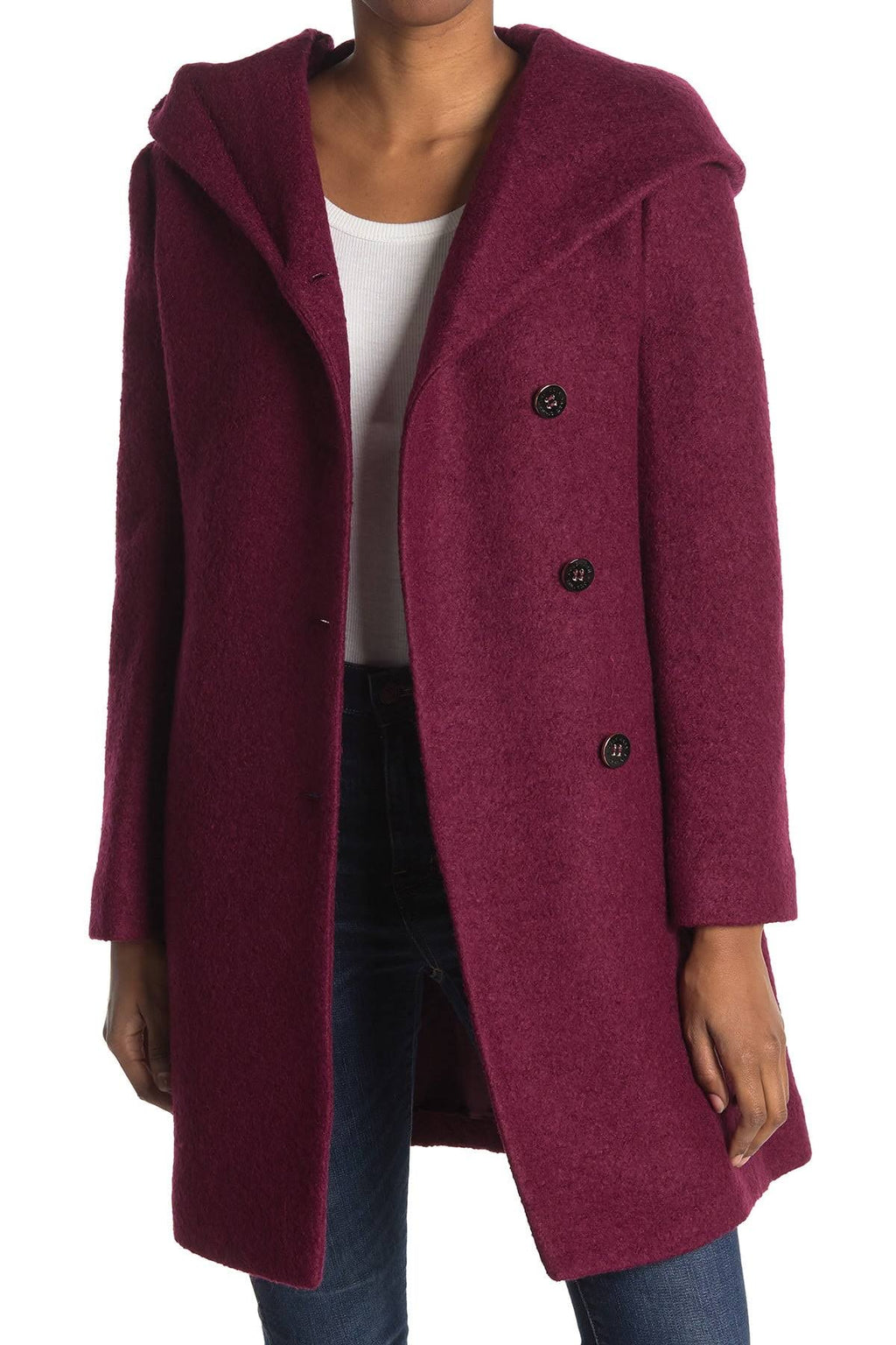 Purple Wool-Blend Coat J323379