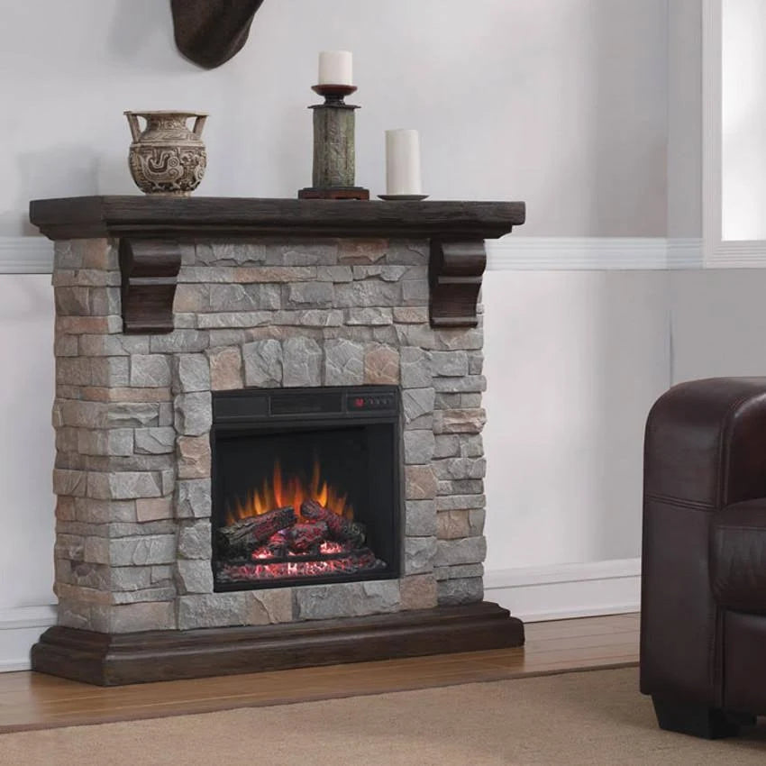 Stone Fireplace with Mantel K948158
