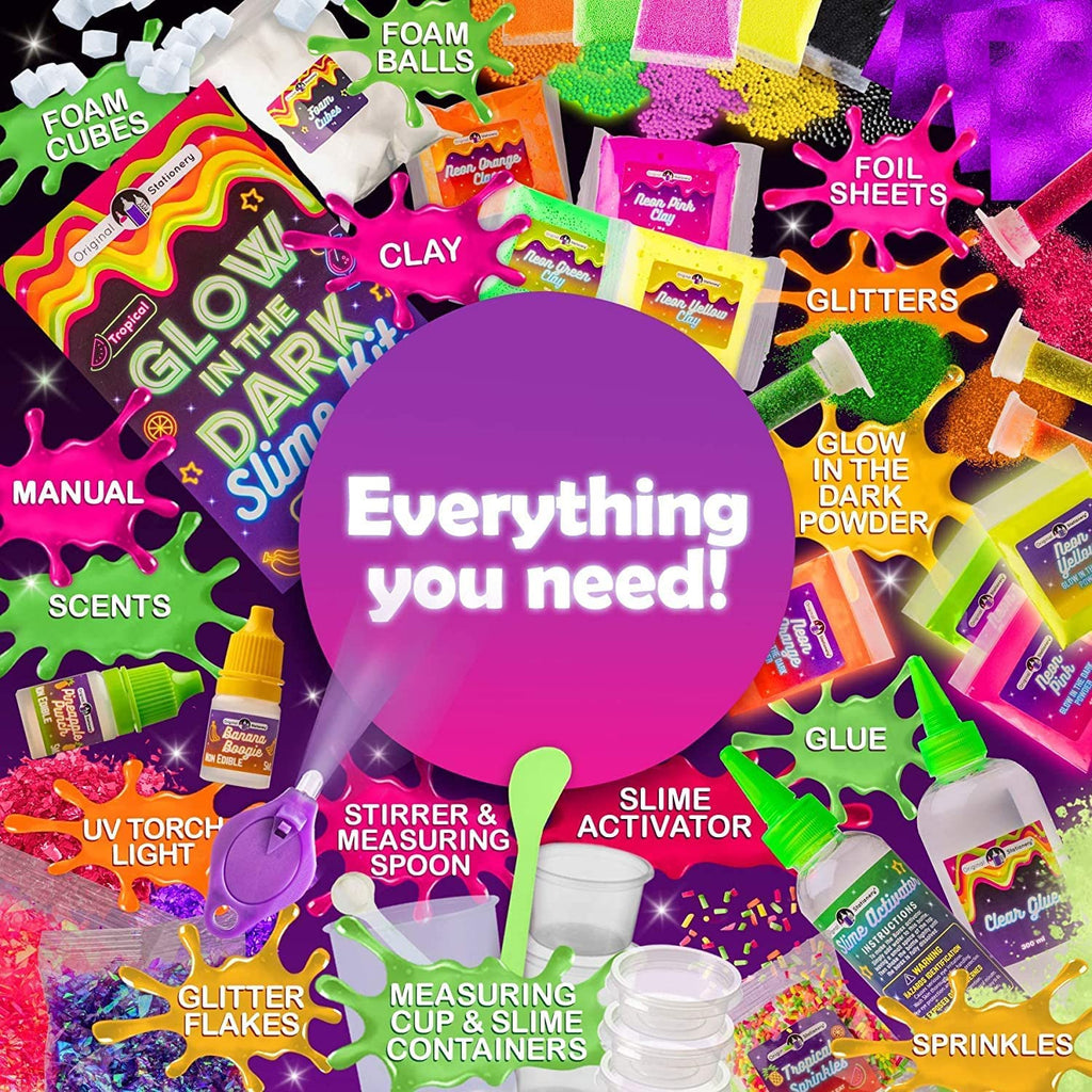 Glow in The Dark Slime Kit, 39 Piece Kit with Glitter J1132