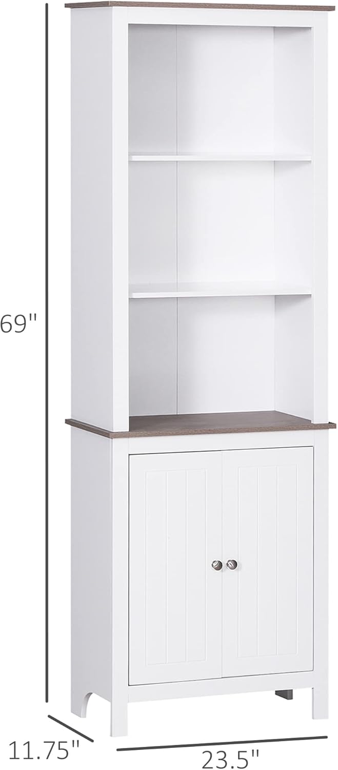 White 3-Tier Storage Cabinet with Double Door U919920