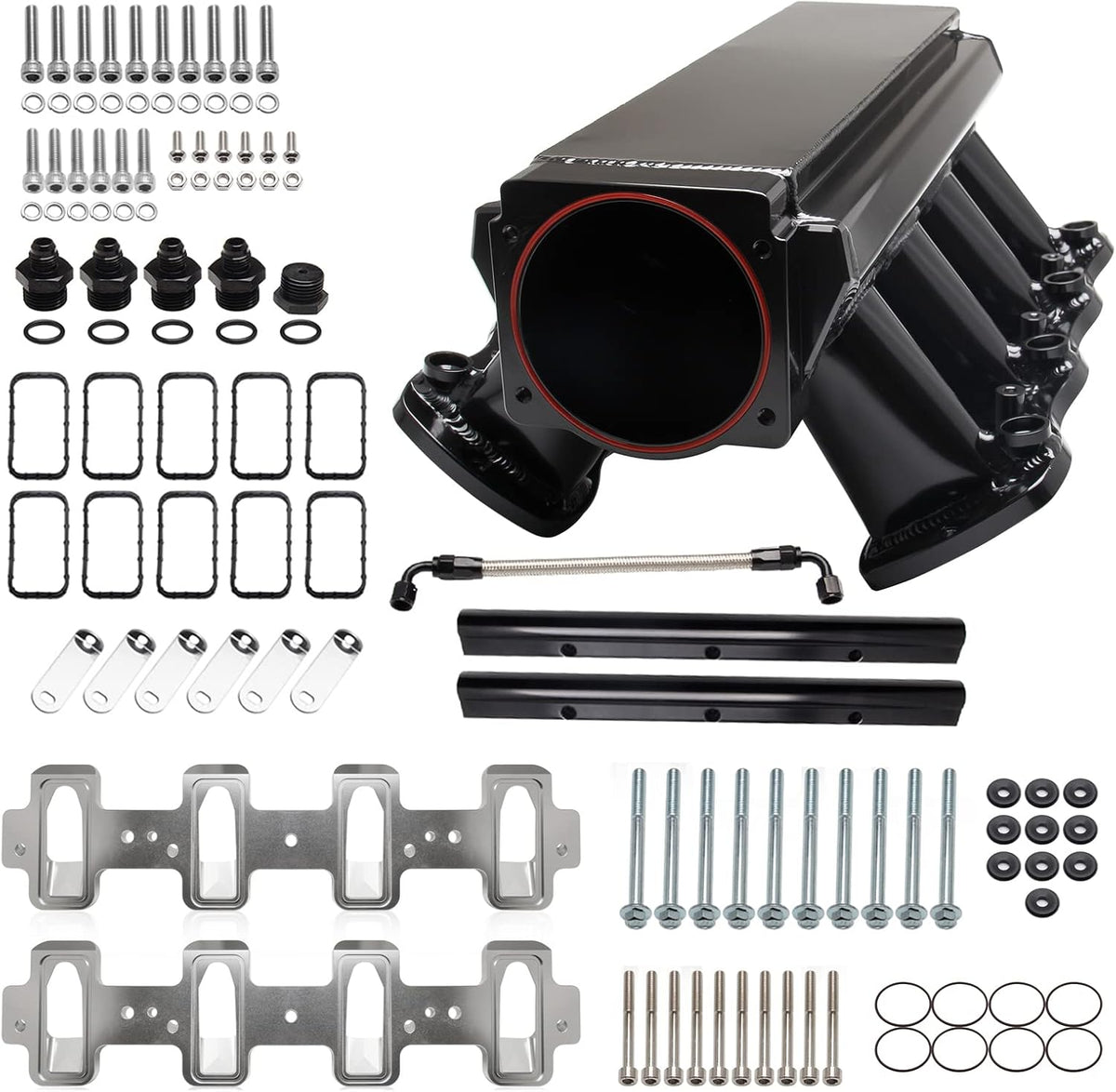 102mm Intake Manifold for Cathedral Port Heads LS Based Engines (Black) O19543
