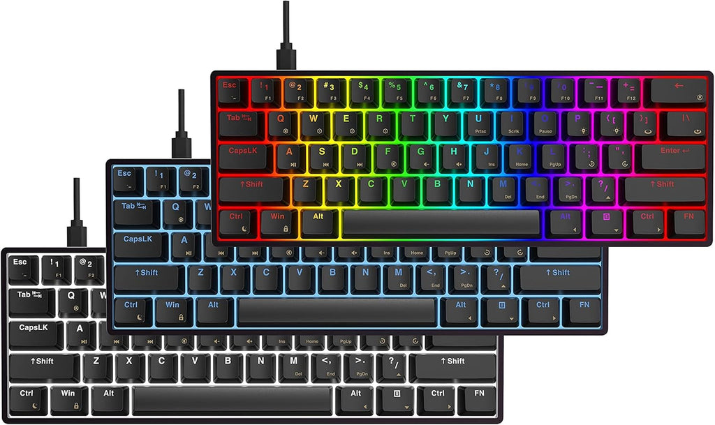 GK61 Mechanical Gaming Keyboard, 61 Keys Aluminum Case PBT Keycap Hot Swappable RGB Backlight P36081