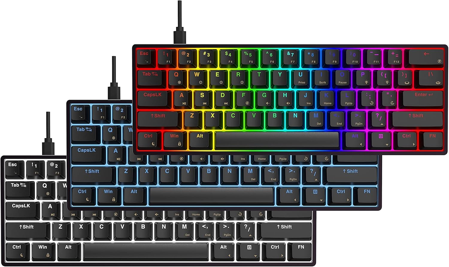 GK61 Mechanical Gaming Keyboard, 61 Keys Aluminum Case PBT Keycap Hot Swappable RGB Backlight P36081