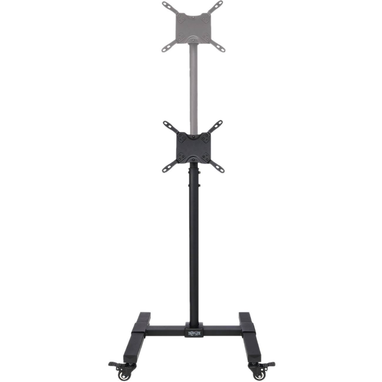 Mobile Cart TV Stand Height-Adjustable Locking Casters Black L923