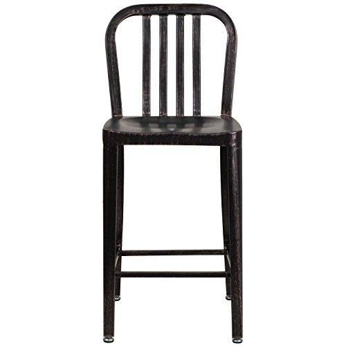 Black-Antique Gold Metal Counter Height Stool K7173