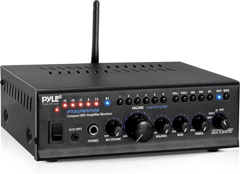 2X40W Bluetooth Power Amplifier System with RCA, USB, AUX, Headphone, Mic Input Q696