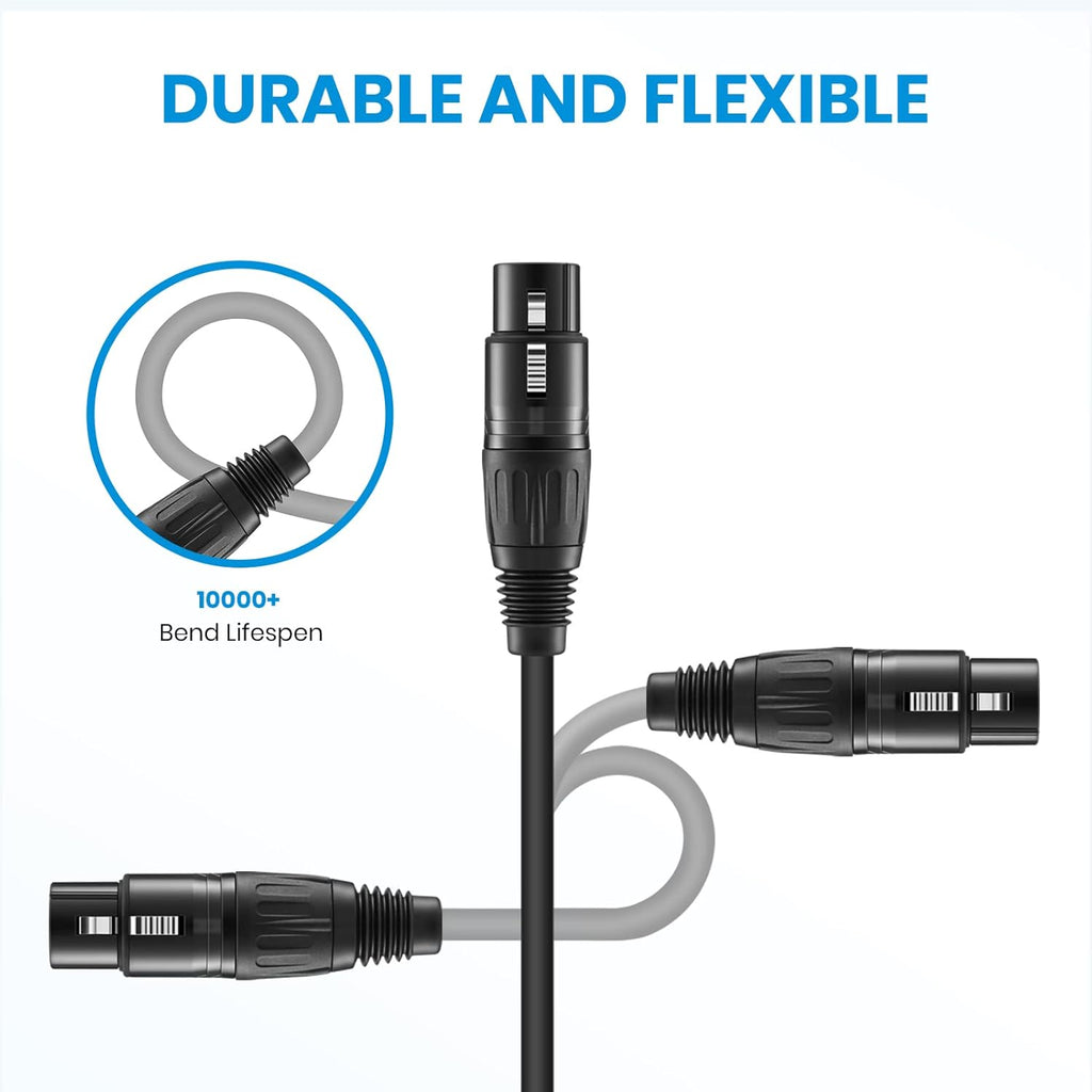 25ft XLR Microphone Male to Female Mic Cables Black 3-Pack V956888