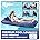 Navy Aqua White Stripe Inflatable Pool Float Lounge with Sunshade Canopy and Cupholder G18465