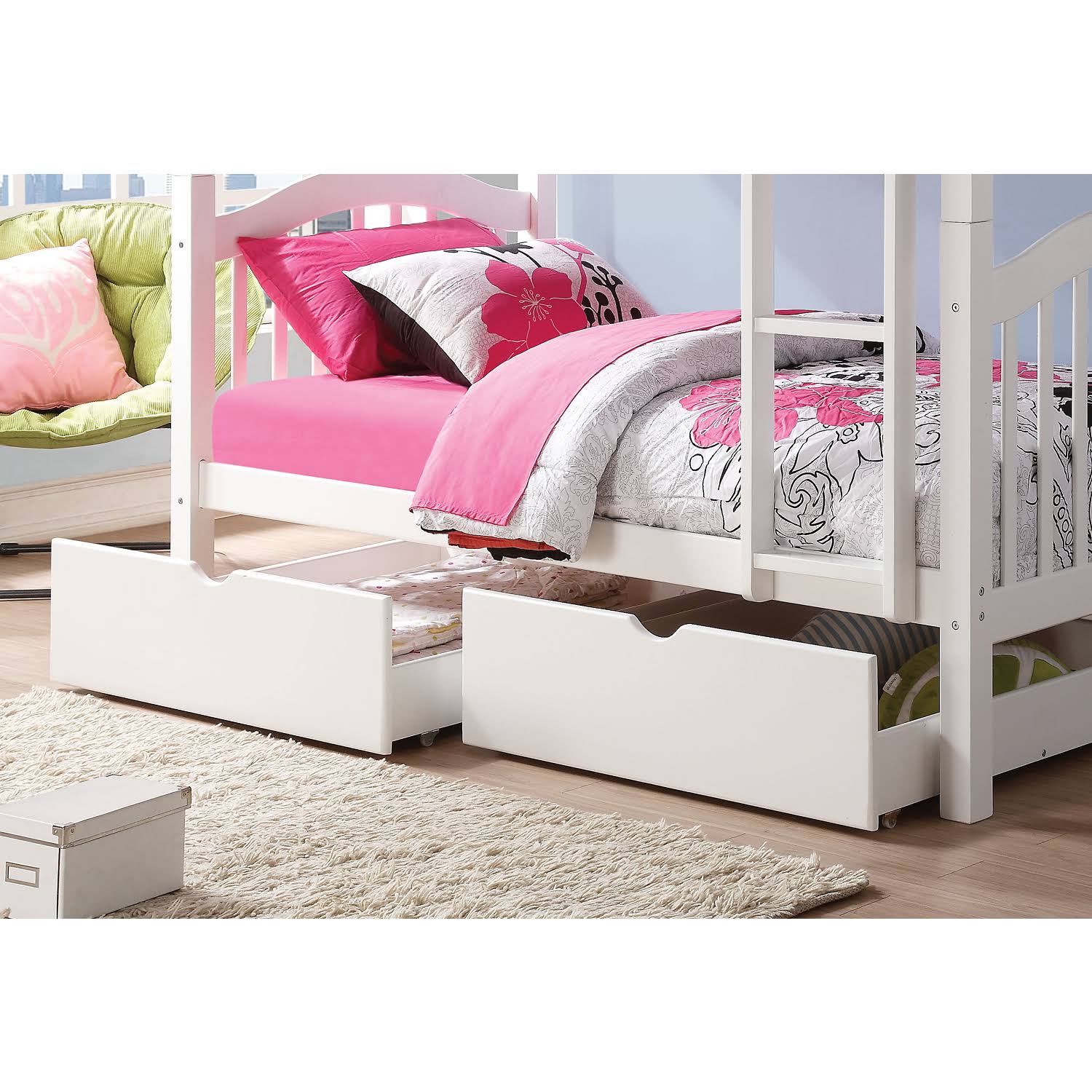 White Twin/Twin Bunk Bed F12419