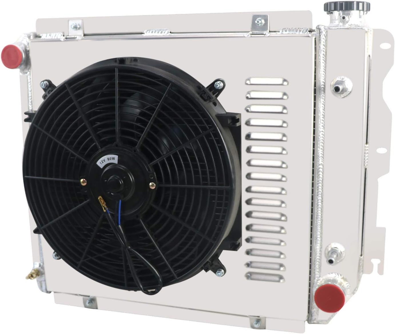 4 Row All Aluminum Radiator with 16" Fan Shroud and Thermostat L360
