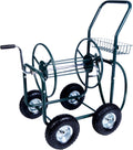 Garden Hose Reel Cart 4 Wheels with Storage Basket, Holds 390FT Hose D572507