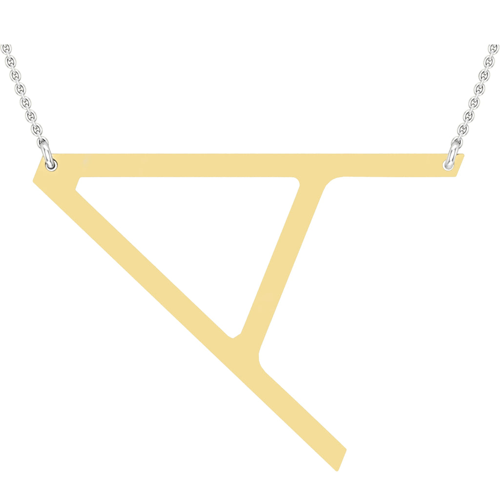 18K Yellow Gold Initial Pendant with 18 Inch Silver Chain F97173