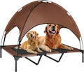 Elevated Dog Bed with Canopy, 1680D Oxford Fabric Raised Mesh Cot, Grey P21214