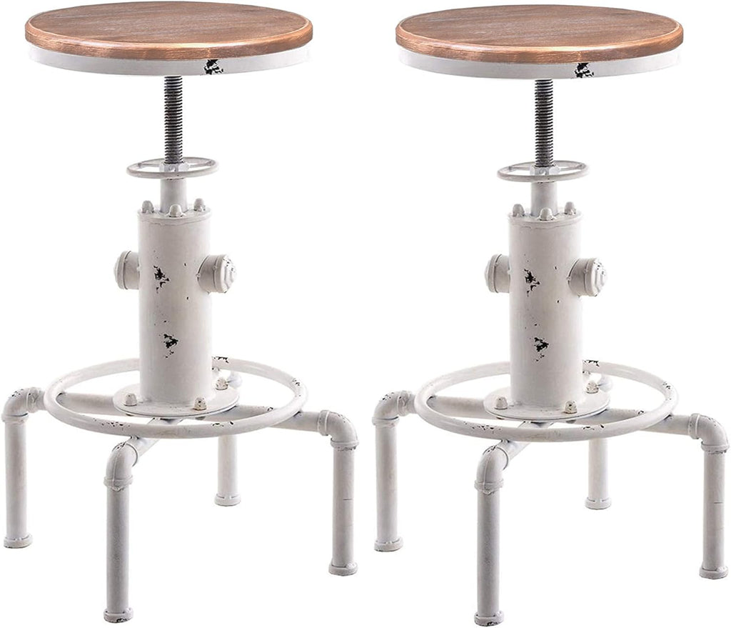 Red Bronze Solid Wood Industrial Bar Stool Set of 2 E16718