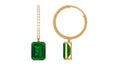 14K Yellow Gold Lab Created Emerald Drop Earrings with Diamond O59545