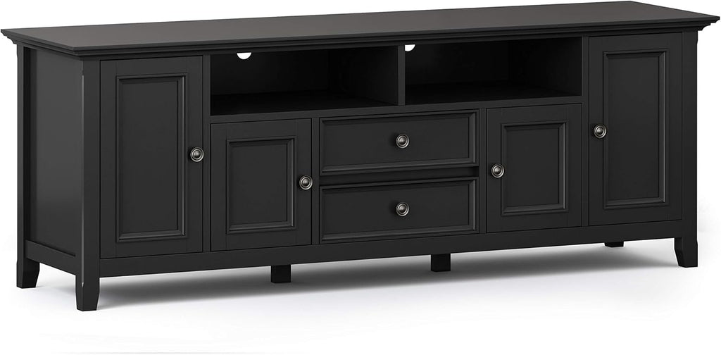 72 inch Solid Wood TV Media Stand with Storage Shelves and Cabinets U8648