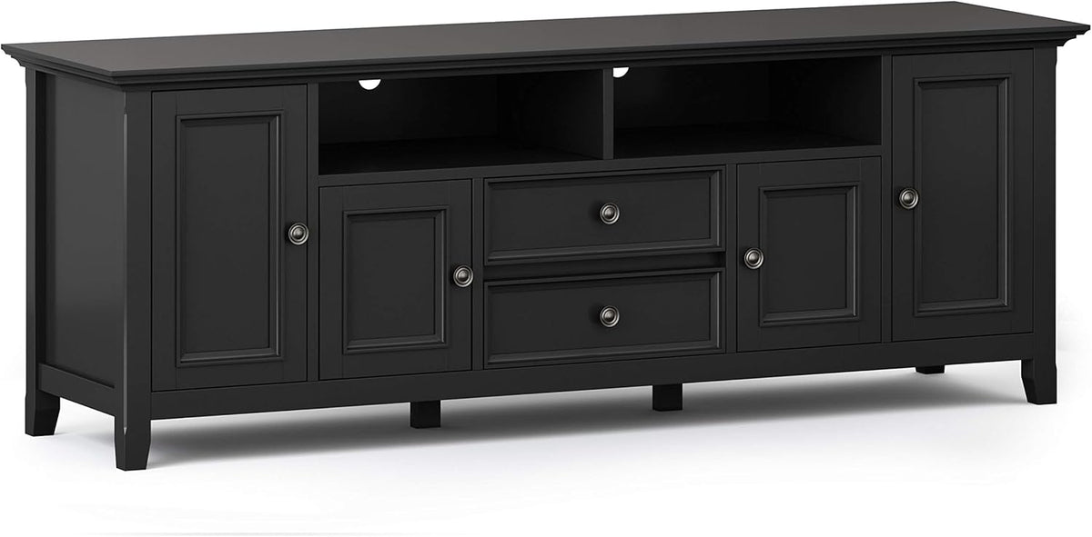 72 inch Solid Wood TV Media Stand with Storage Shelves and Cabinets U8648