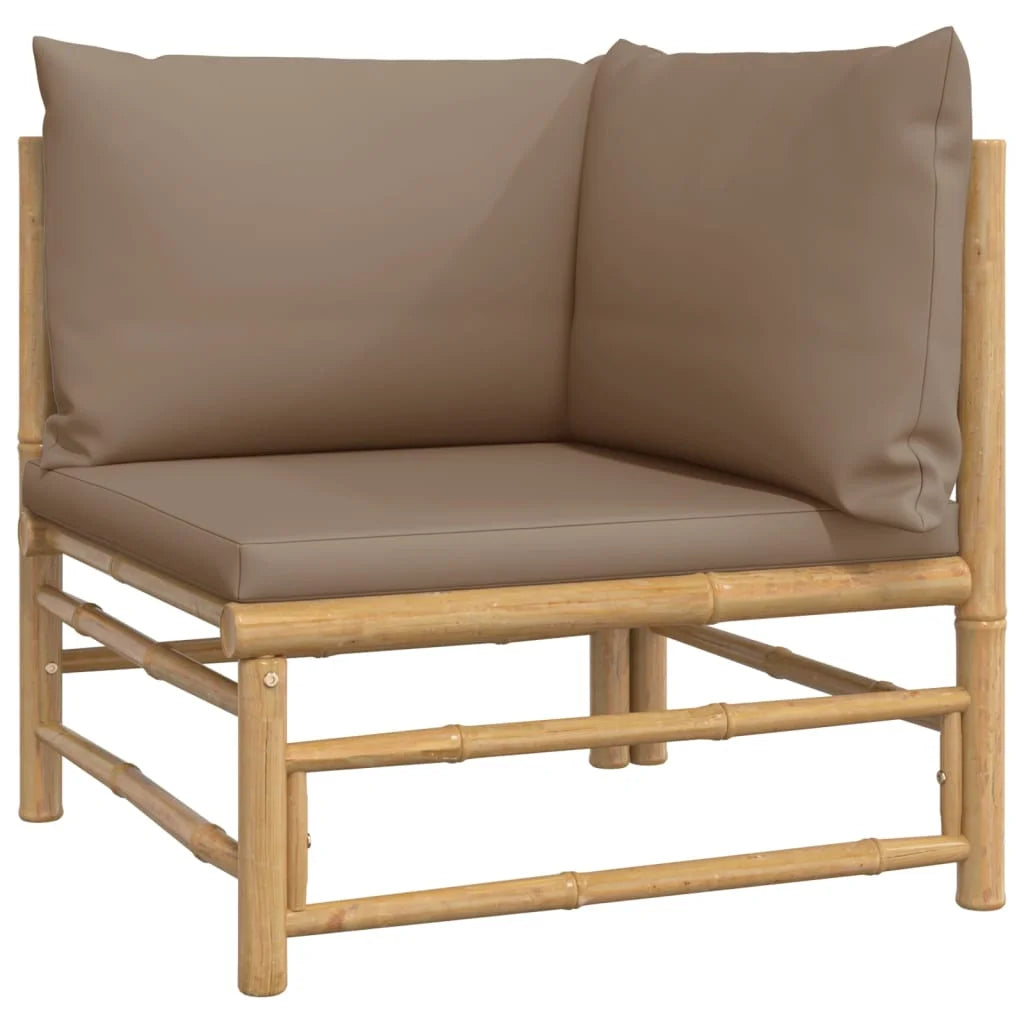 Patio Corner Sofas with Taupe Cushions 2 pcs Bamboo Z25543