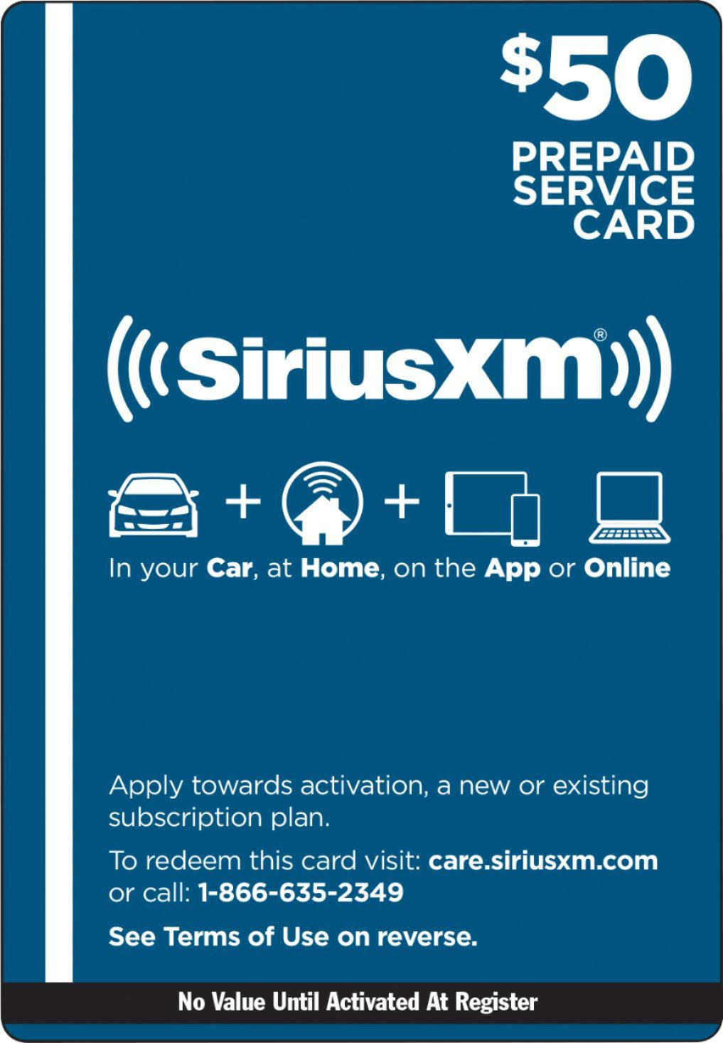 SiriusXM Satellite Radio Prepaid Service Card Q297
