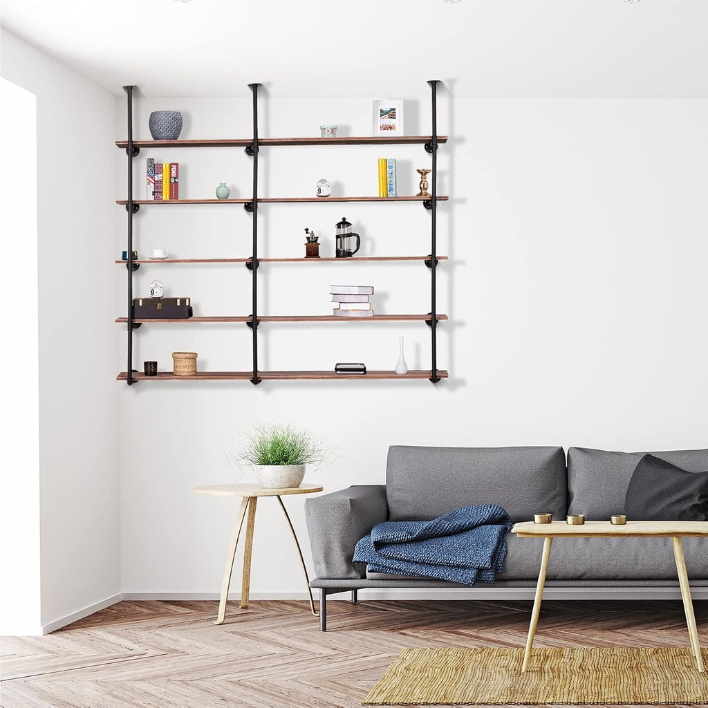 Industrial Iron Pipe Shelf Wall Mount 3 Pack of 5 Tier S1622