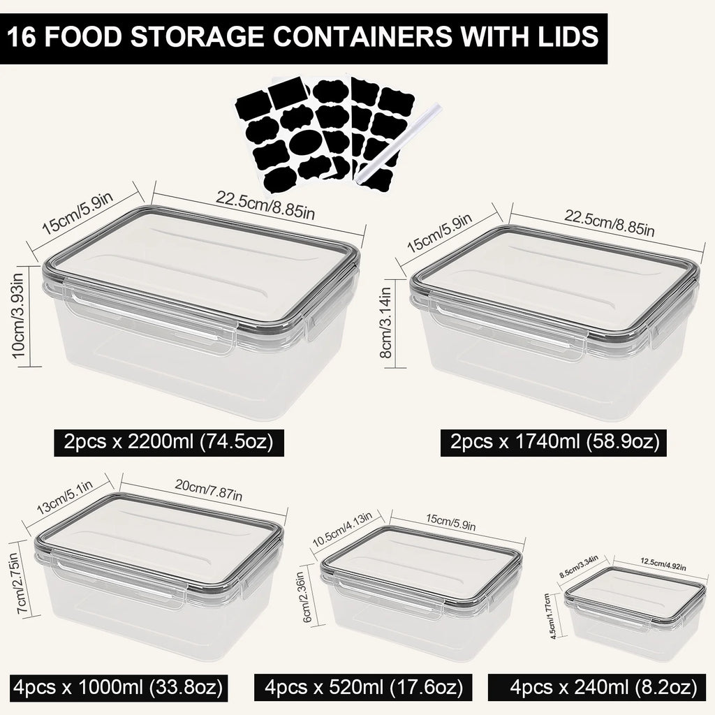 32 Pcs Airtight Food Storage Containers Set with Snap Locking Lids Z4243
