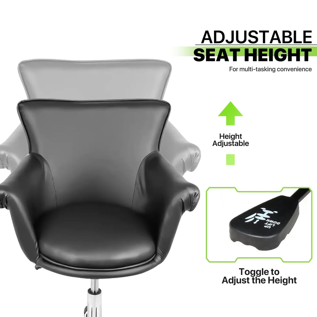 Black Upholstered Desk Chair with Wheels J449985