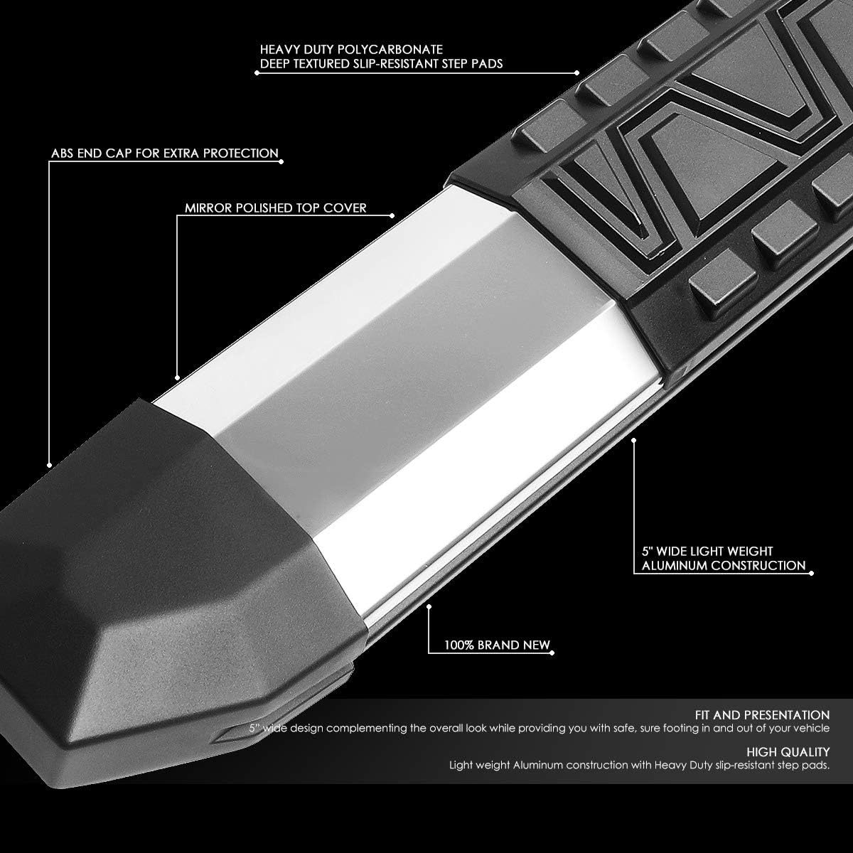 Polished Chrome Aluminum Side Step Nerf Bar Running Board H734