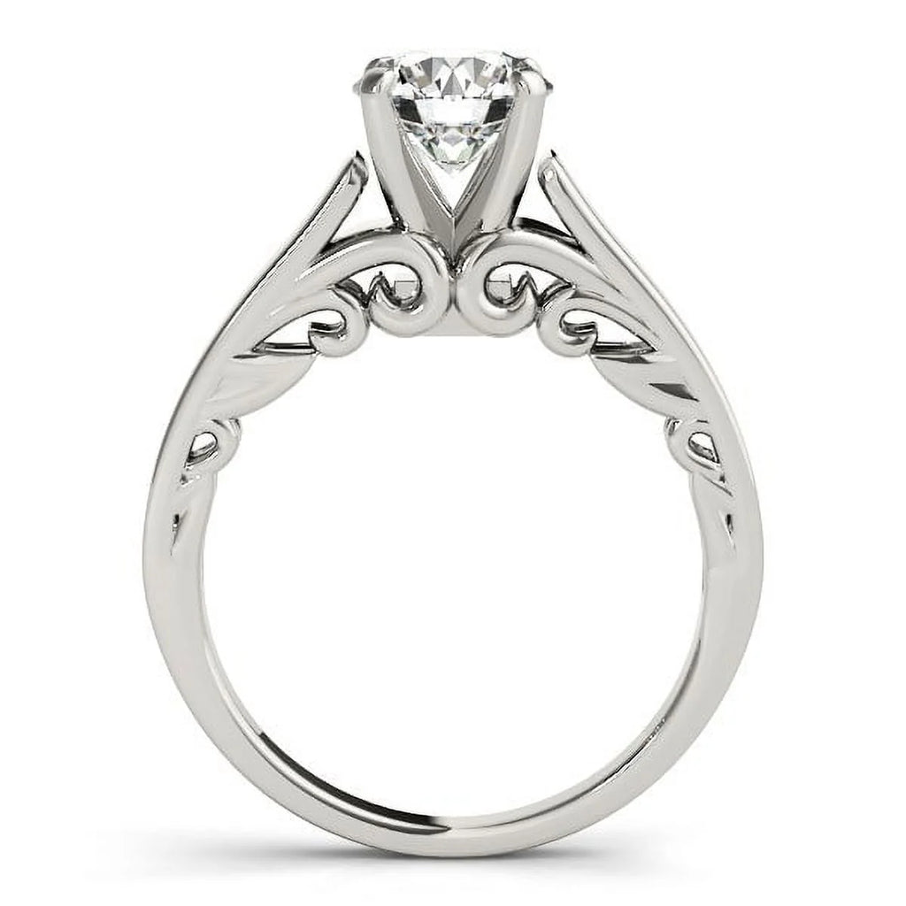 14k White Gold Solitaire Round Diamond Engagement Ring B2451