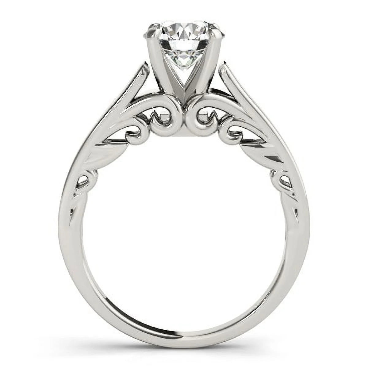 14k White Gold Solitaire Round Diamond Engagement Ring B2451