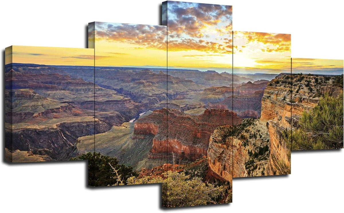 5 Piece Framed Canvas Print Wall Art Pictures (60''Wx32''H) R79382