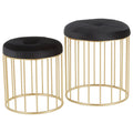 Black Velvet Gold Metal Nesting Ottoman Set E134