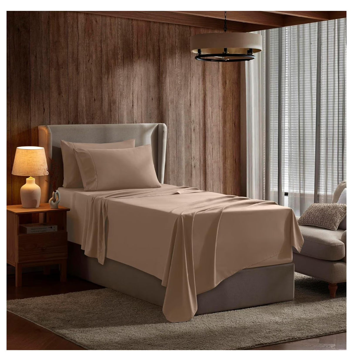 Twin 3 Piece Deep Pocket Bed Sheets Set with Fitted Sheet, Flat Sheet, Pillow Case S872
