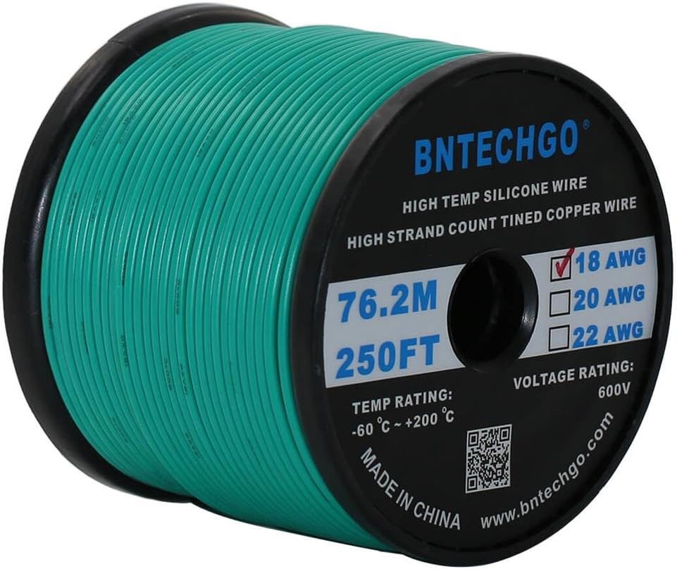 18 Gauge Silicone Wire Spool 500 ft Black Flexible 18 AWG Stranded Tinned Copper Wire Pack of 2 V929
