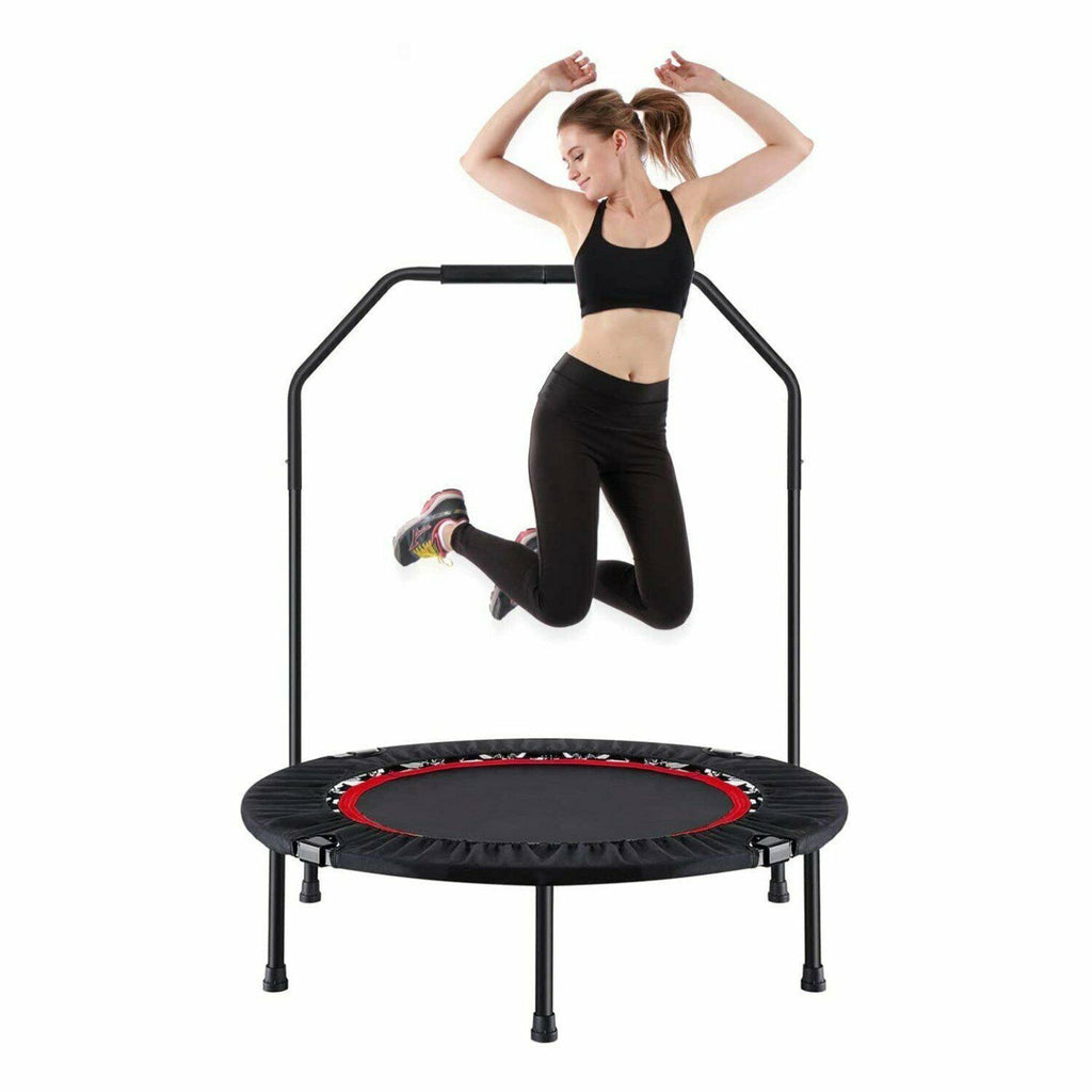 Foldable Fitness Trampoline with 3-Level Adjustable Foam Handrail F7892