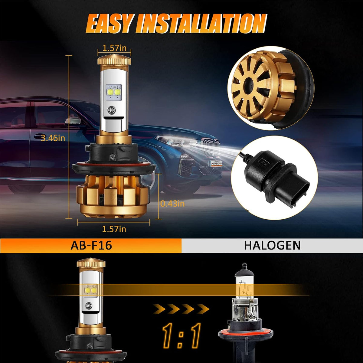 H13 LED Bulbs 50W 5000lm Pack of 2 J98353