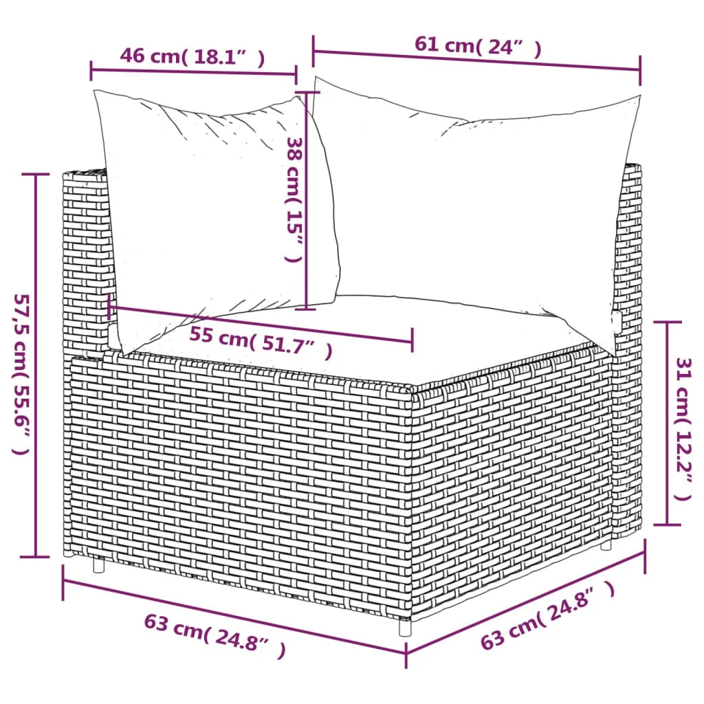 Black Poly Rattan Patio Corner Sofa with Cushions V667