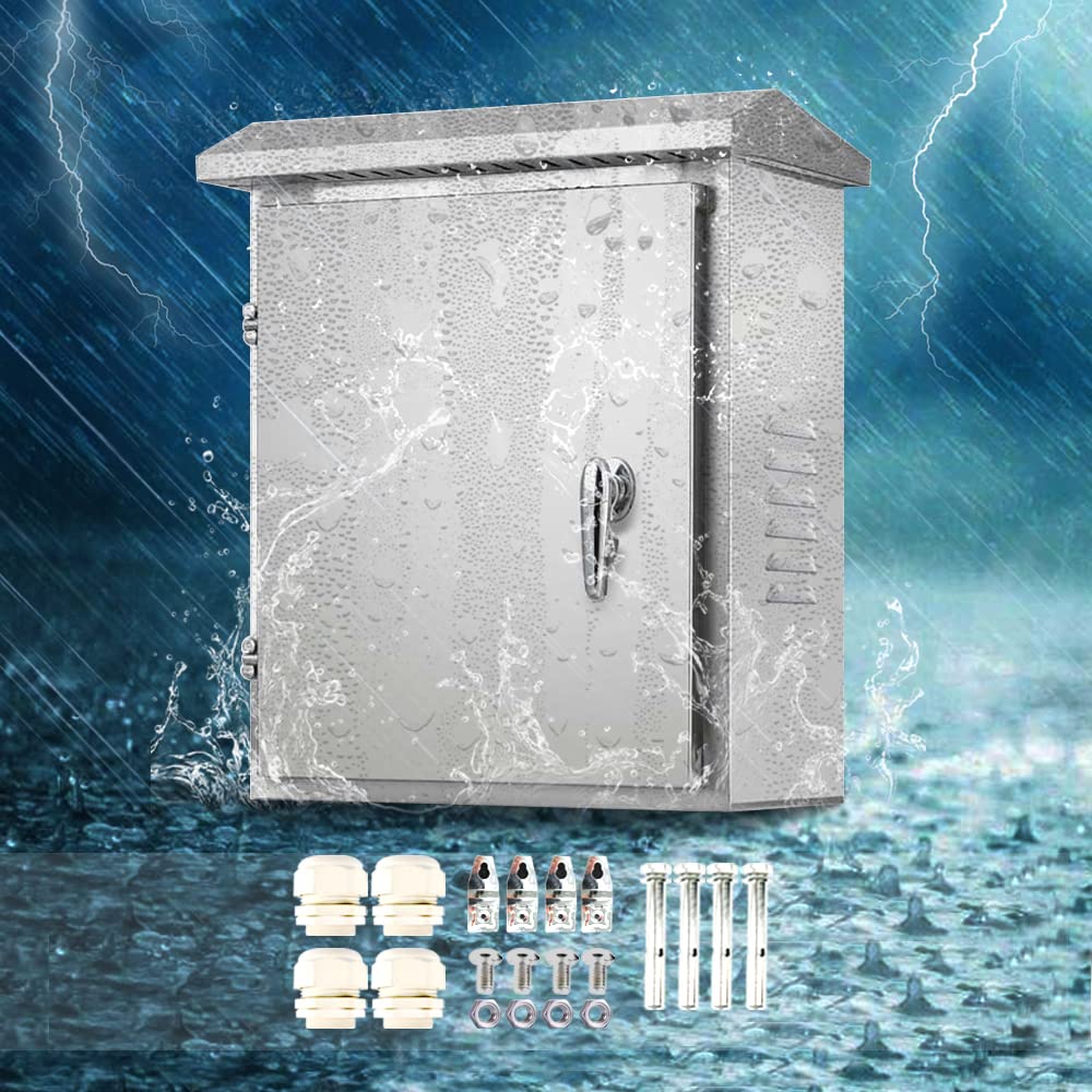 304 Stainless Steel Electrical Box 20'' x 16'' x 8'' IP65 Weatherproof Enclosure with Mounting Plate A423