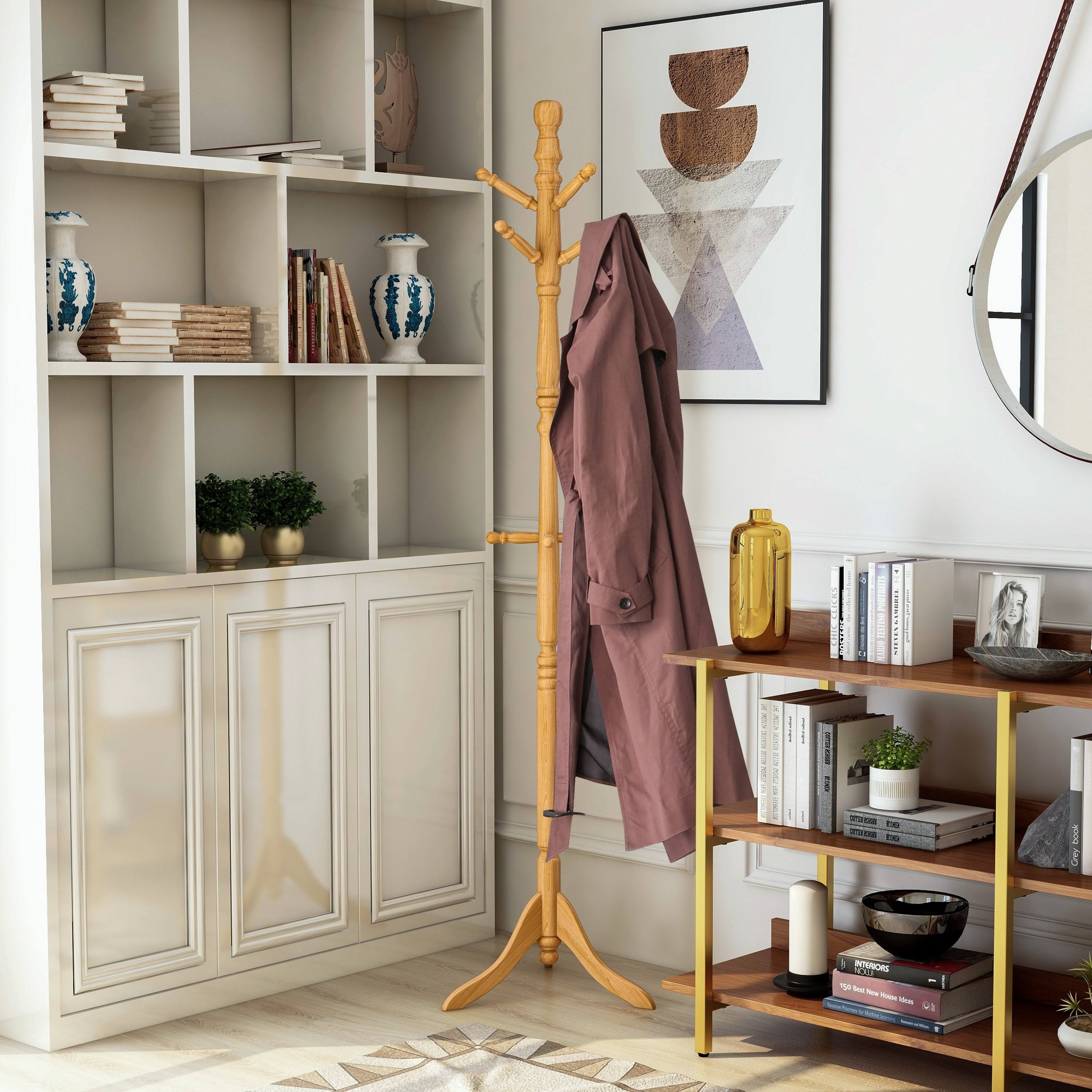 White Solid Wood Coat Rack N23038