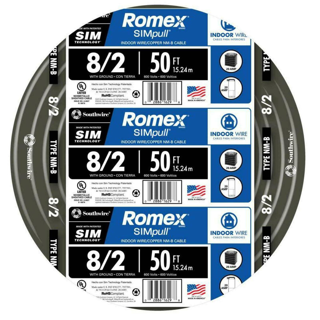 50 ft. 8/2 Black Stranded Cu NM-B W/G Wire B565399