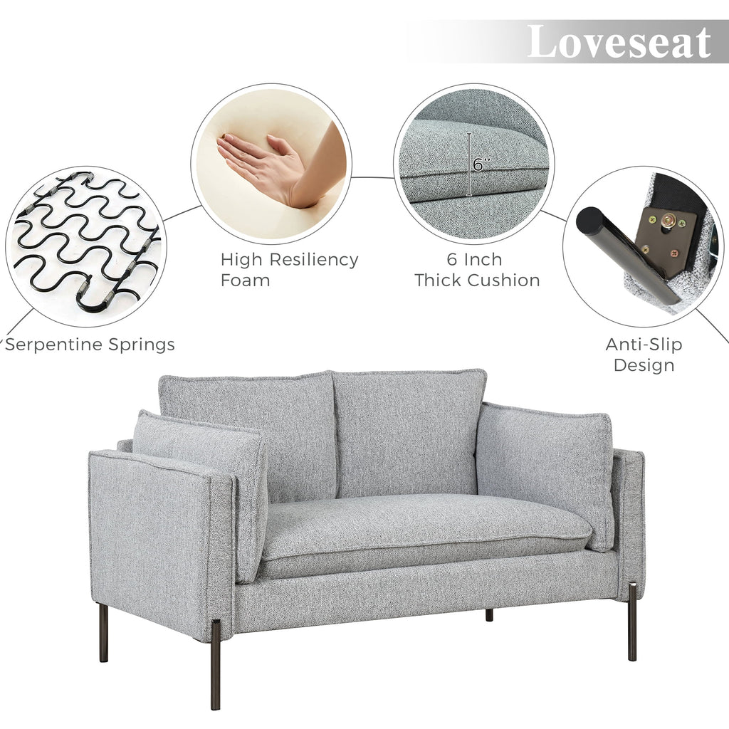 Linen Fabric Loveseat Couch Y15495