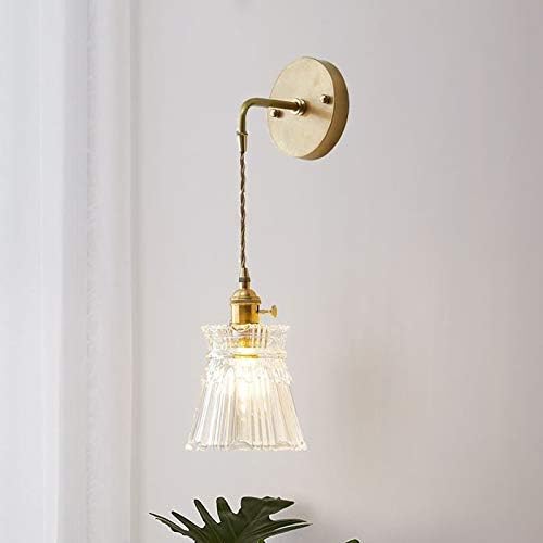 Cone Suspender Wall Light Industrial Vintage Textured Glass Shade 1 Light Cast Brass Wall Lamp E4684