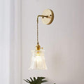 Cone Suspender Wall Light Industrial Vintage Textured Glass Shade 1 Light Cast Brass Wall Lamp E4684