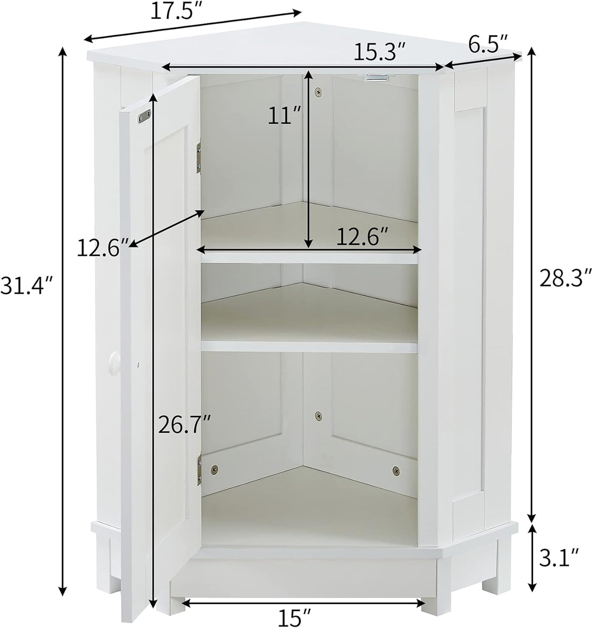 White Triangular Storage Cabinet J785399