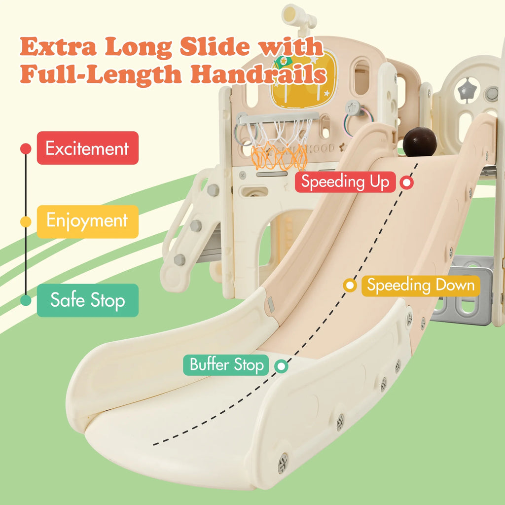 9 in 1 Kids Slide Playset with Basketball Hoop E808