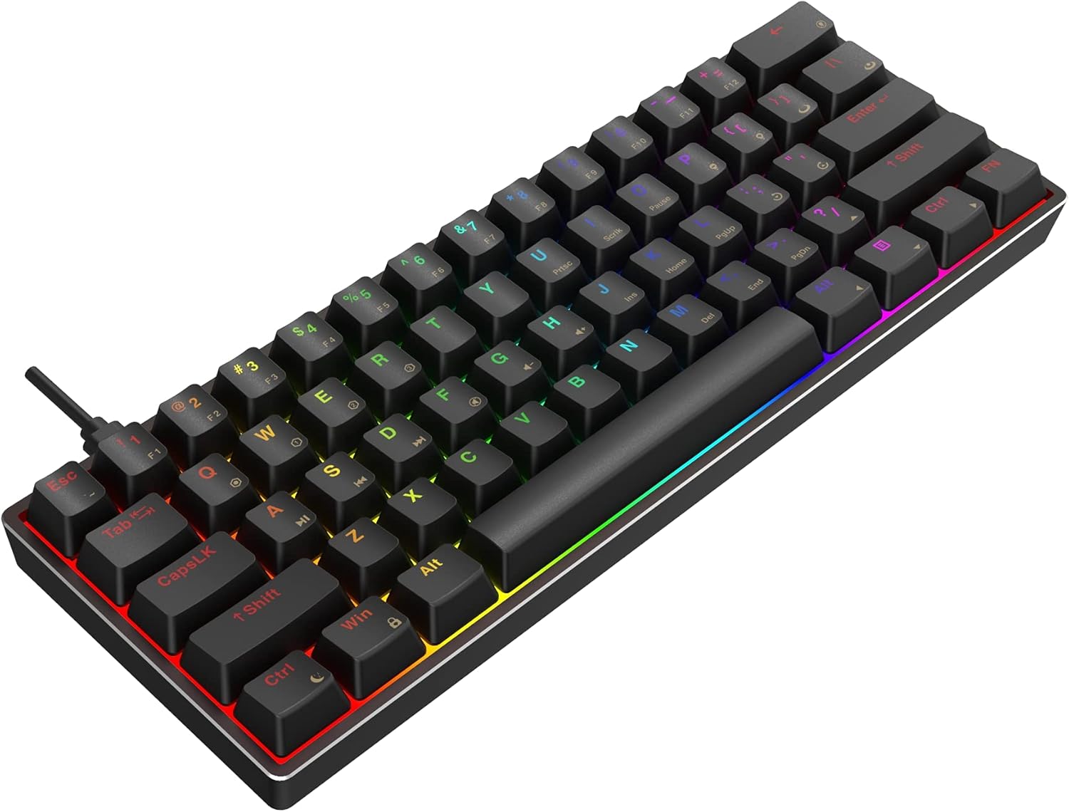 GK61 Mechanical Gaming Keyboard, 61 Keys Aluminum Case PBT Keycap Hot Swappable RGB Backlight P36081