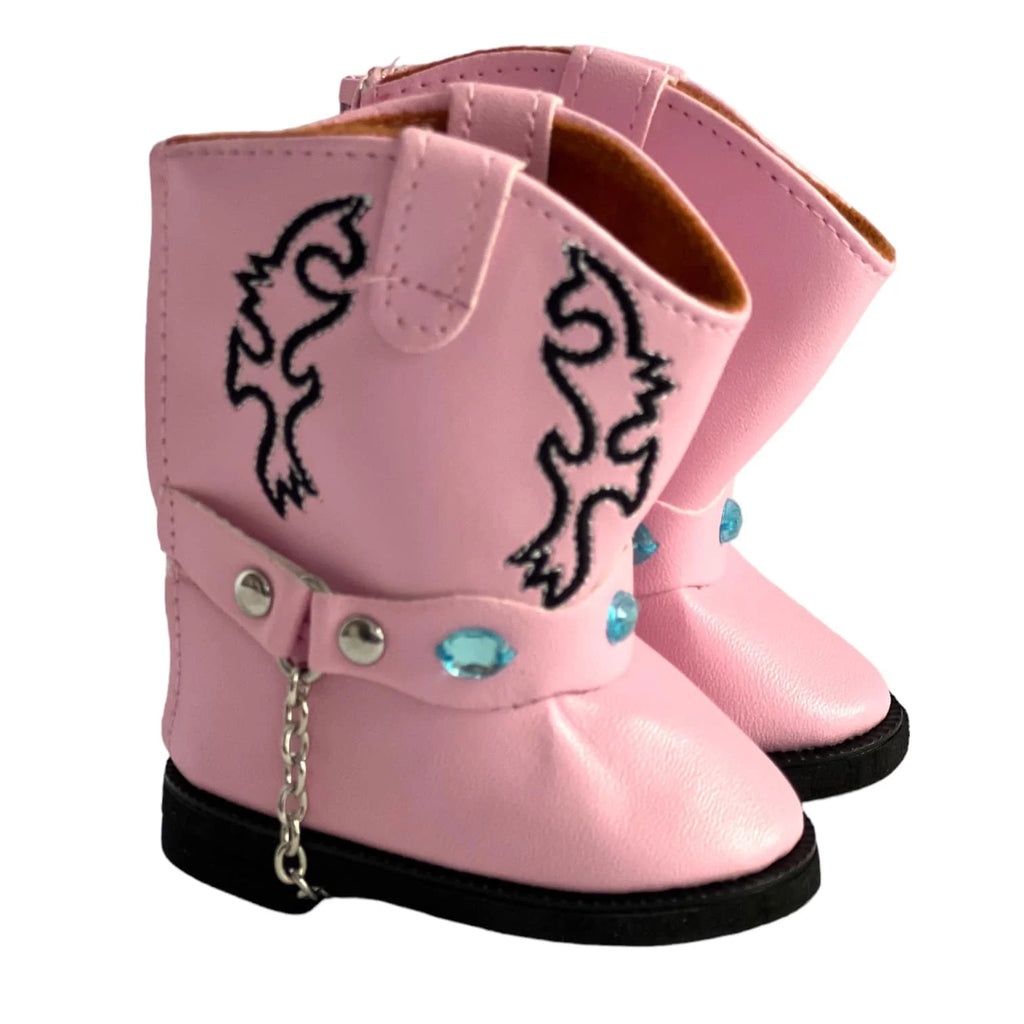 Pink Western Boots with Gems F253